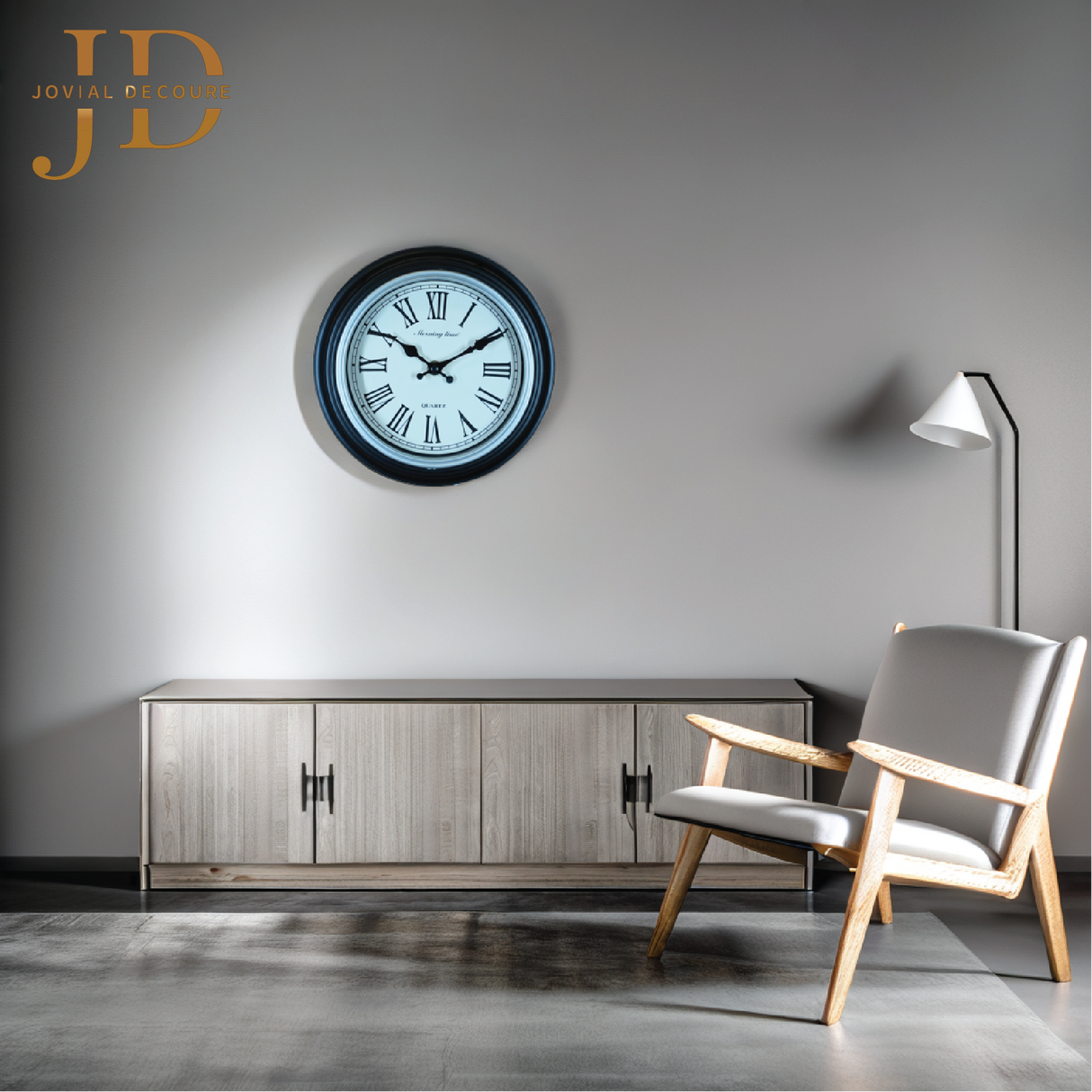 Black & White Solid Round Analogue Wall Clock