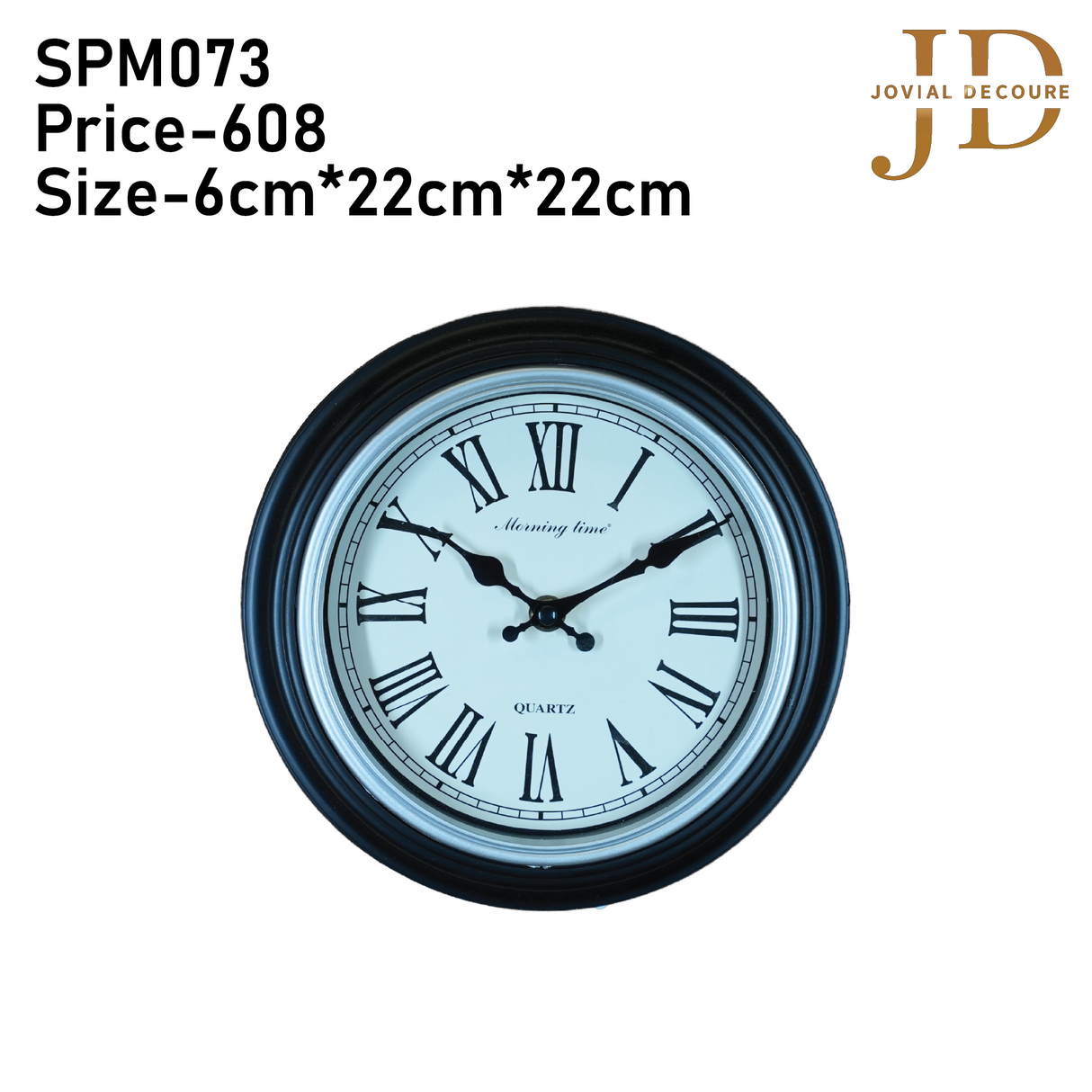 Black & White Solid Round Analogue Wall Clock