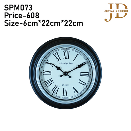 Black & White Solid Round Analogue Wall Clock