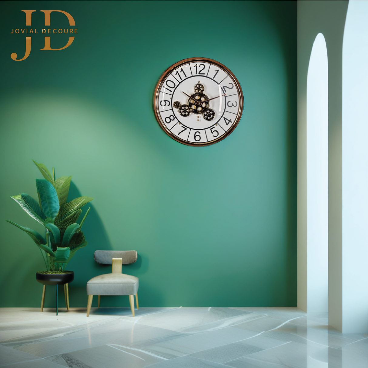 Vintage Look Wall Clock with Moving Gear Mechanism