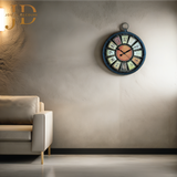Vintage Round Wall Clock. Antique Retro Style (MultiColour)