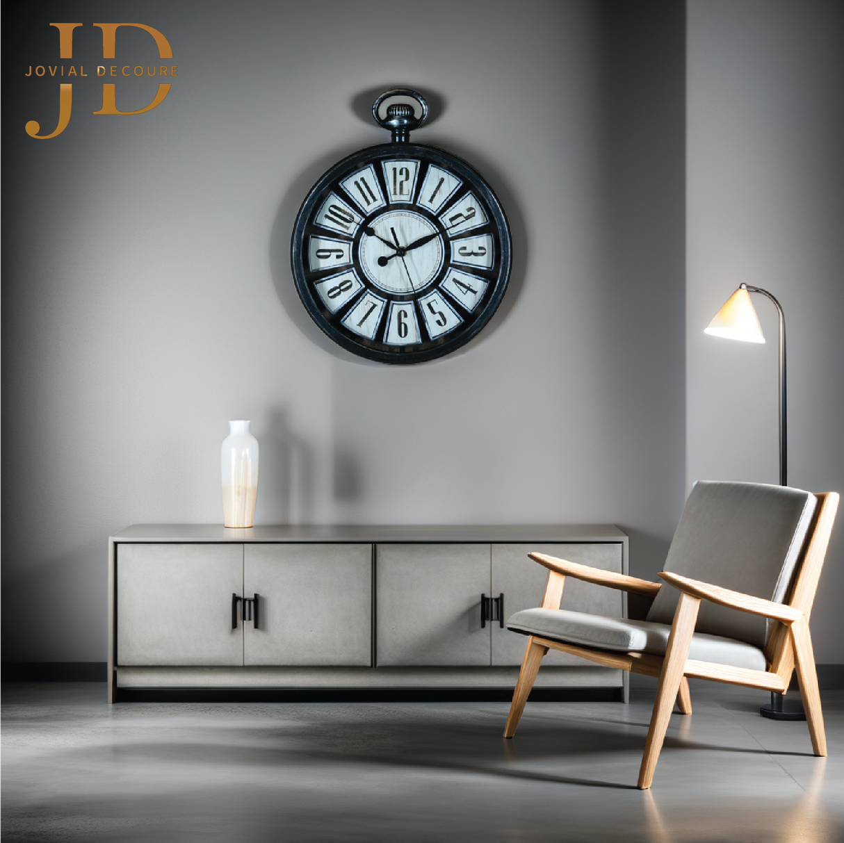 Vintage Round Wall Clock. Antique Retro Style (Black)