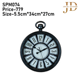 Vintage Round Wall Clock. Antique Retro Style (Black)