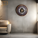 Royal Retro Style Metal Wall Clock with Glass Frame and Moving Gear