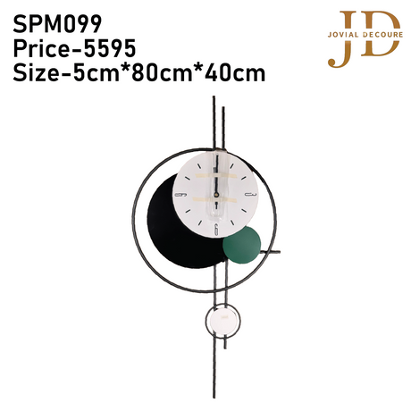 White and Black Green Round Metal Wall Clock