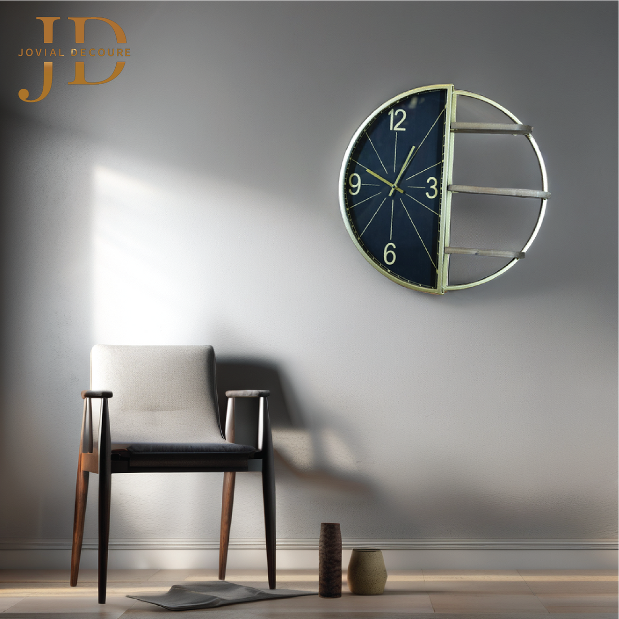 Wall Clock Shelf Gold METAL