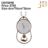 Golden Minimal Transparent Reindeer Pendulum Wall Clock