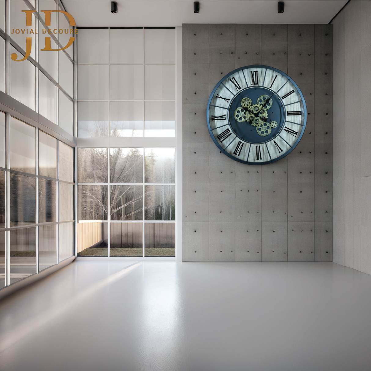 Large Vintage Round Gear Wall Clock