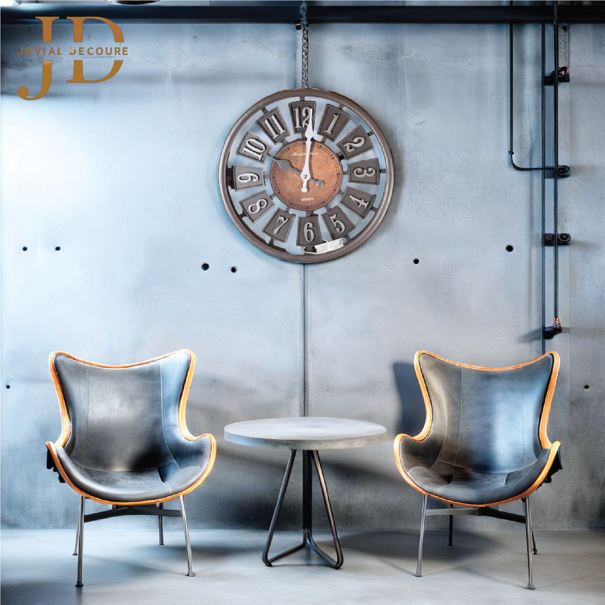 Vintage Round Wall Clock. Antique Retro Style (Brown)