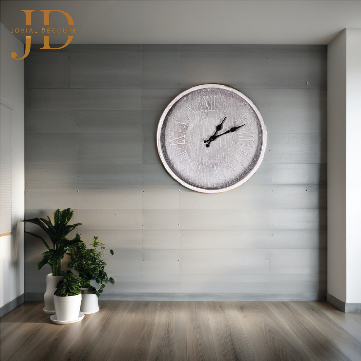 Decorative Wall Clock with Roman Numerals Grey