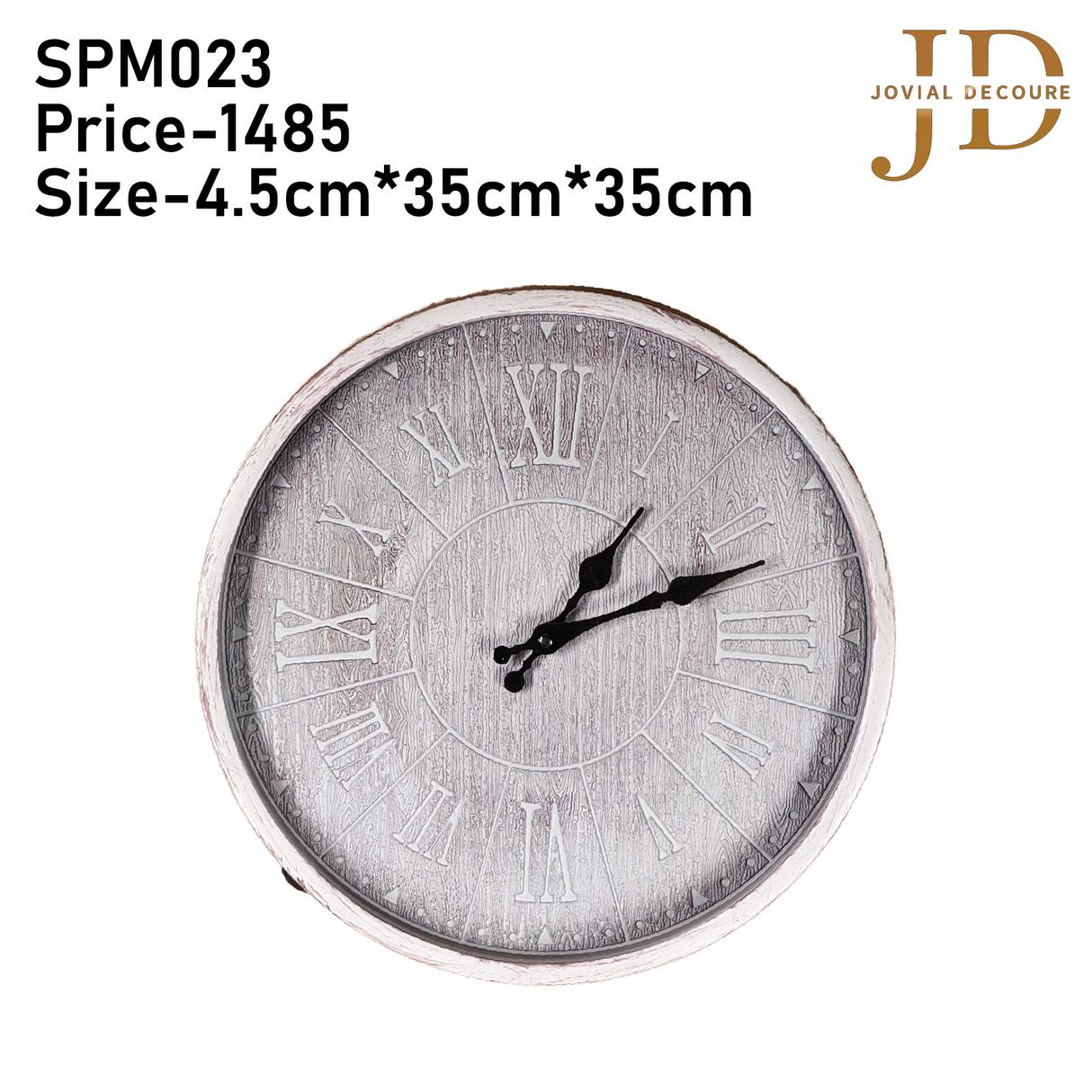 Decorative Wall Clock with Roman Numerals Grey