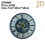 Large Vintage Round Gear Wall Clock