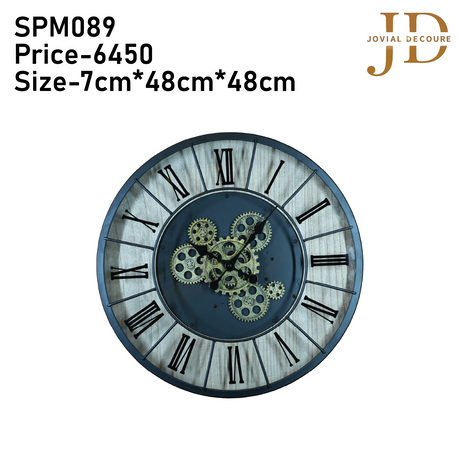 Large Vintage Round Gear Wall Clock