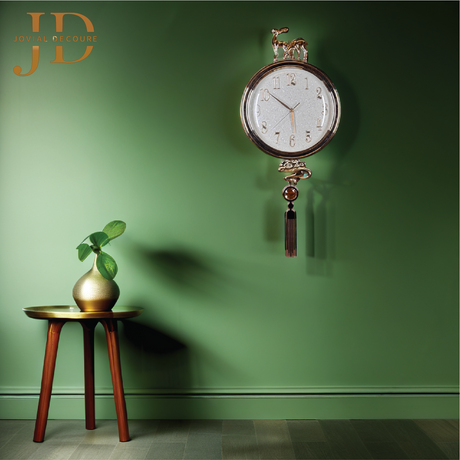 Designer Golden White Reindeer Tassel Wall Clock with Pendulum