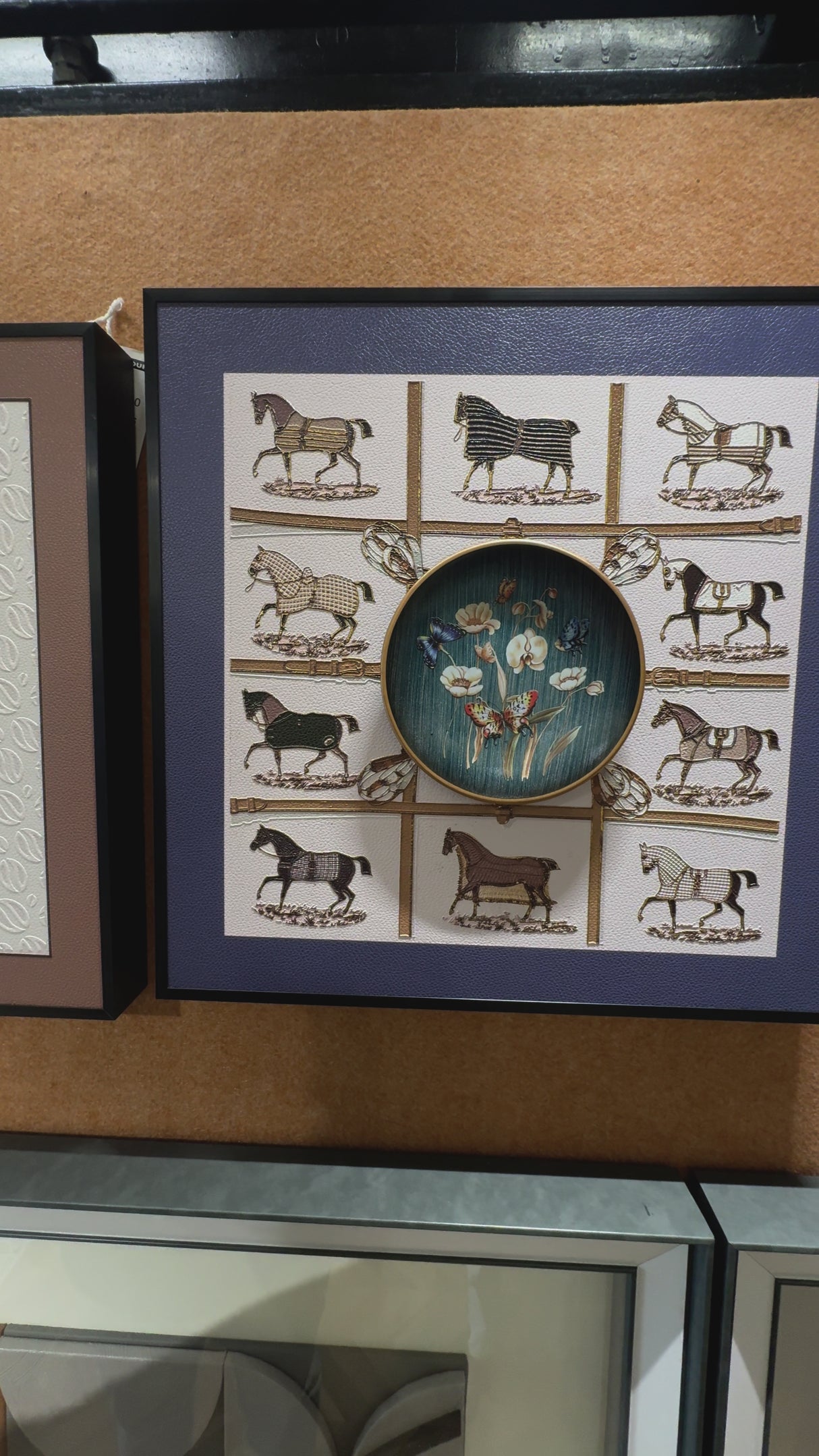 Blue Frame with Plate Horse 3D WallArt