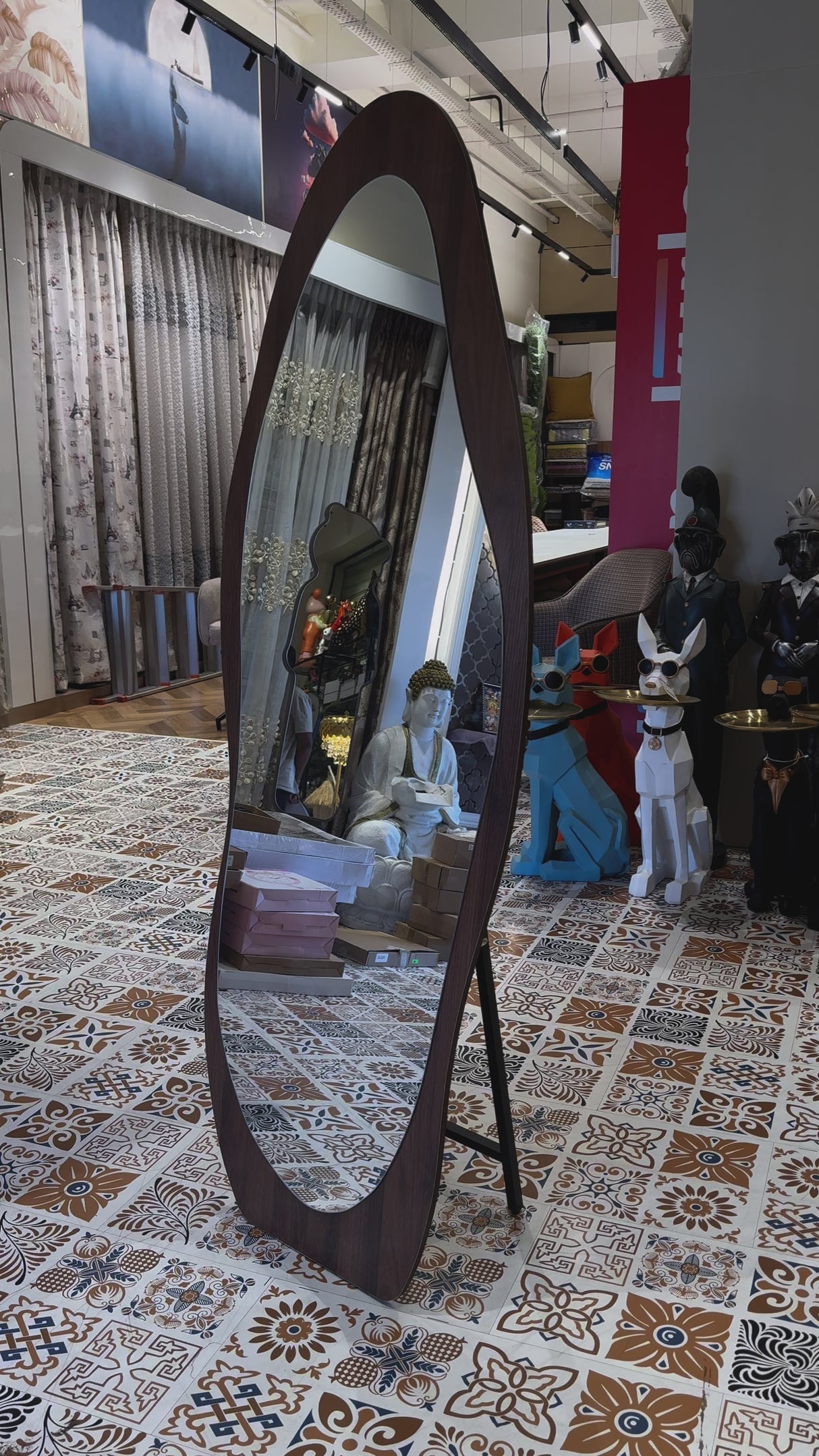Wooden Design Mirror with Stand