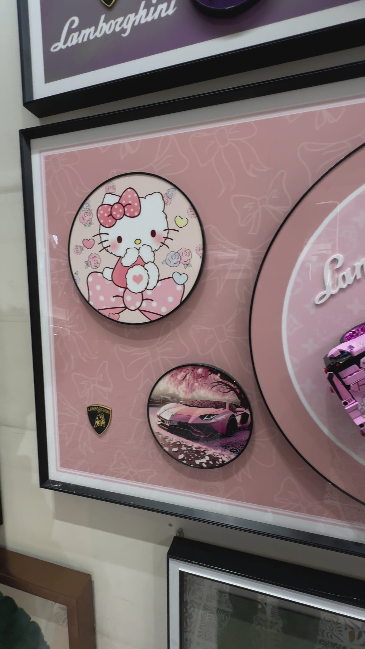 Pink Lamborghini Car 3D WallArt