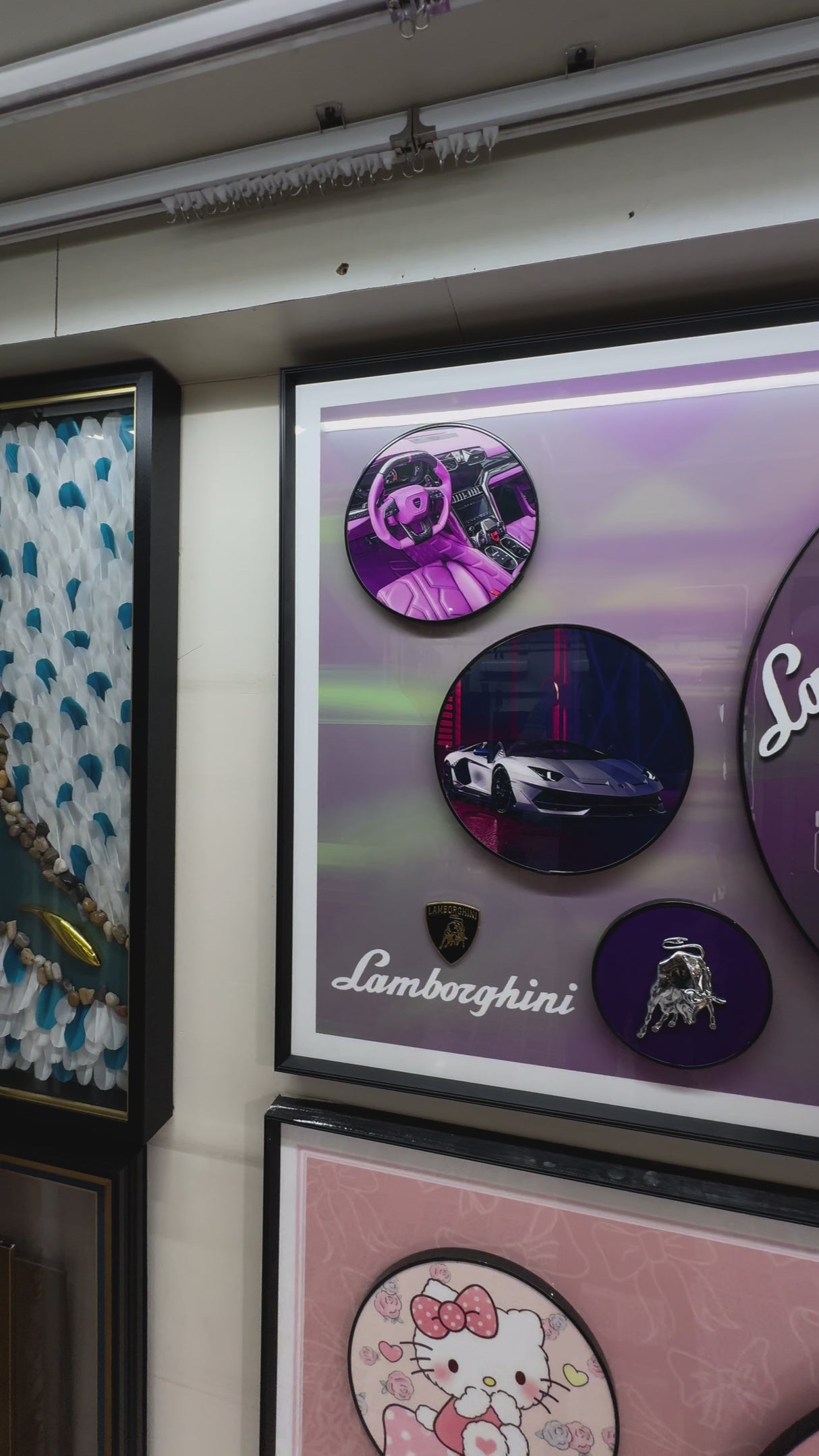 Purple Lamborghini Car 3D WallArt